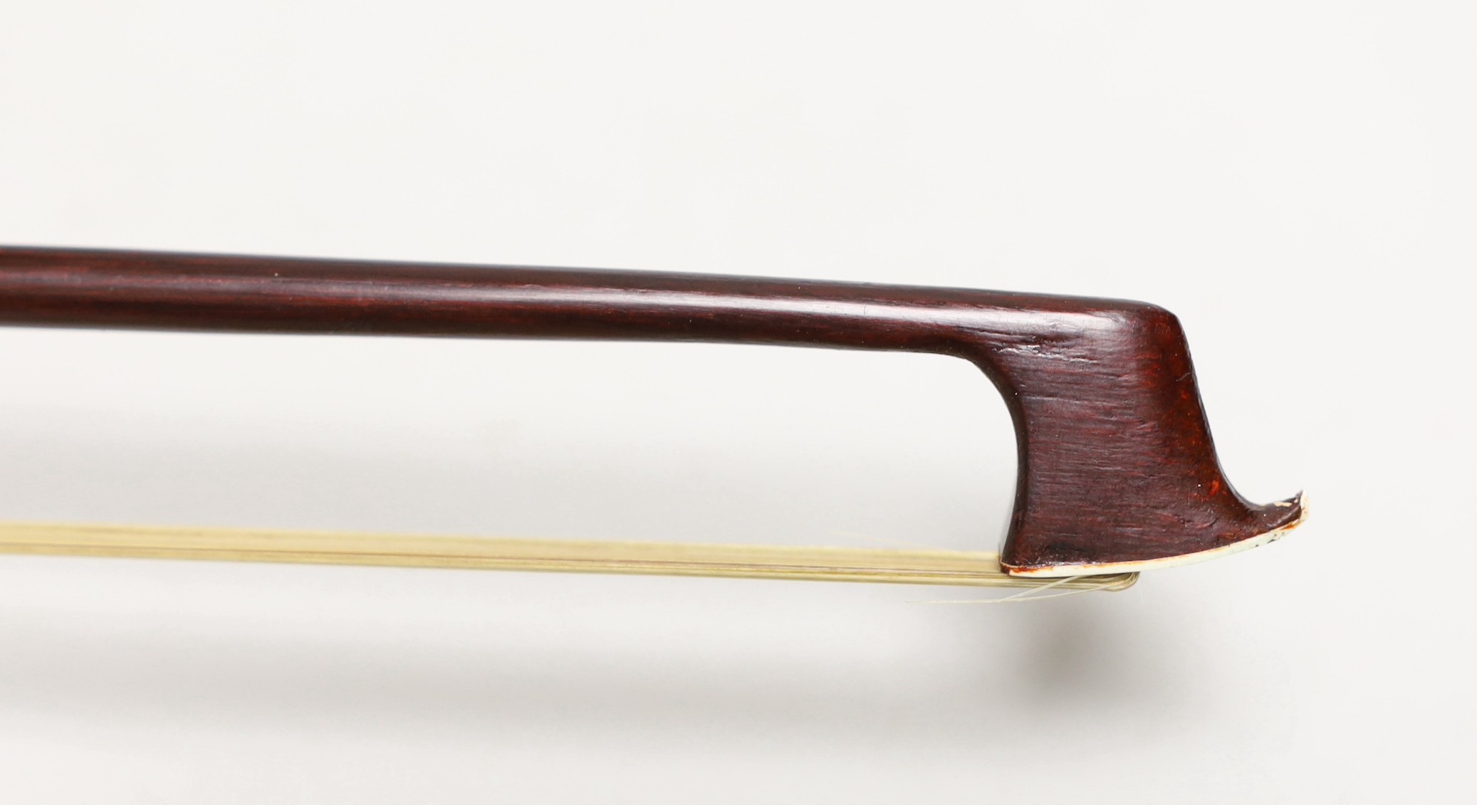 A French single back violin, interior label reads ‘Médio Fino’, back measures 35.5cm excl button. With case and bow